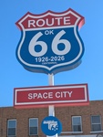Space City & Route 66 sign by Southwestern Oklahoma State University