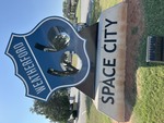 Weatherford Space City sign (blue) by Southwestern Oklahoma State University