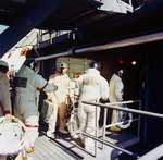 Apollo 14 crew arrive at White Room atop Pad A, Launch Complex 39