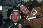 Astronaut Stafford and Cosmonaut Leonov together in Soyuz Orbital Module