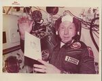 ASTP Cosmonaut Leonov and Drawing of Astronaut Stafford by Southwestern Oklahoma State University and NASA